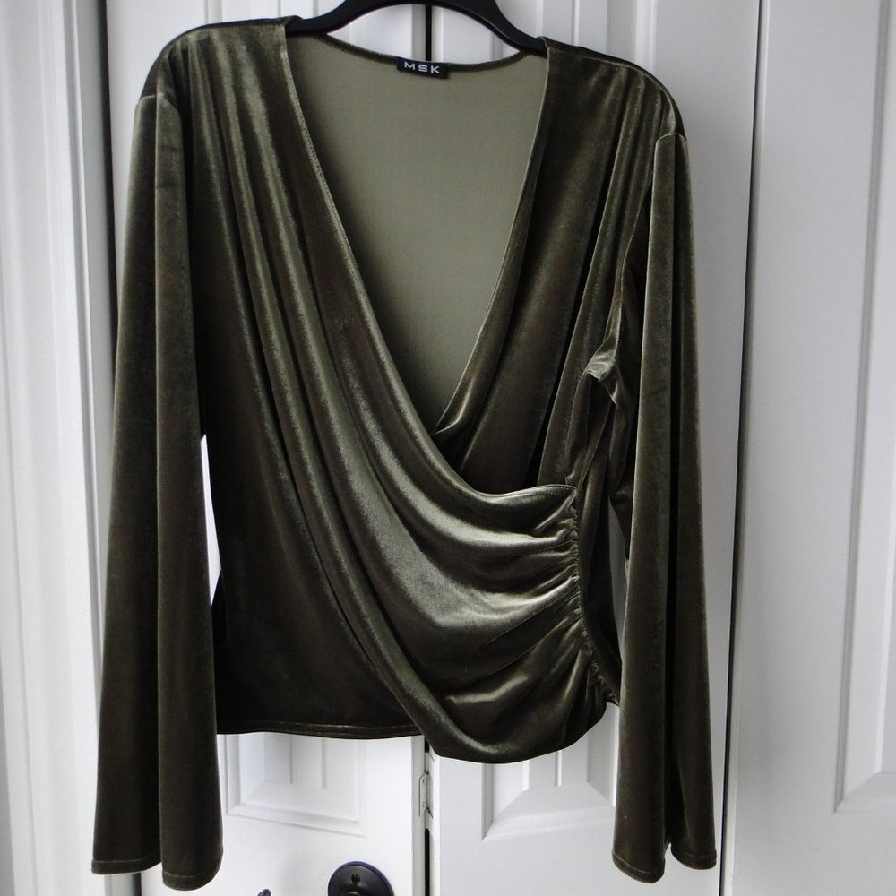 Forest Green Velvet-look Velour Top